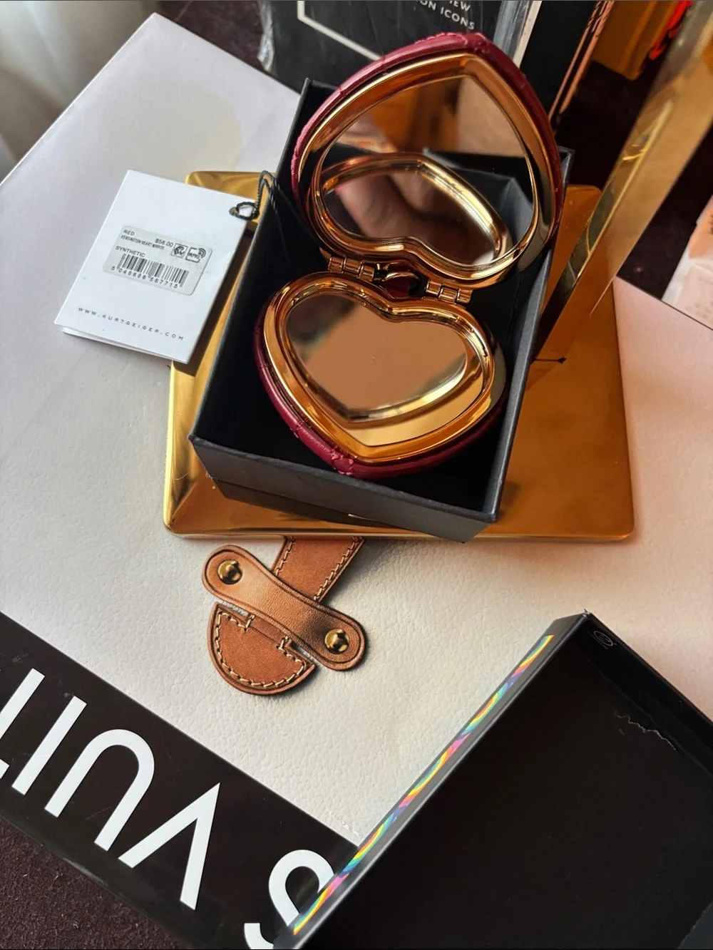 NWT Kurt Geiger Red Bi fold Compact Mirror